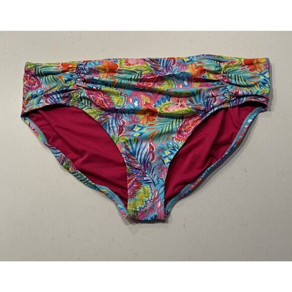 NEW Sunsets Plus Size 20 Siesta Key Hawaiin Print Bikini Bottom Tropical Resort - Picture 1 of 7